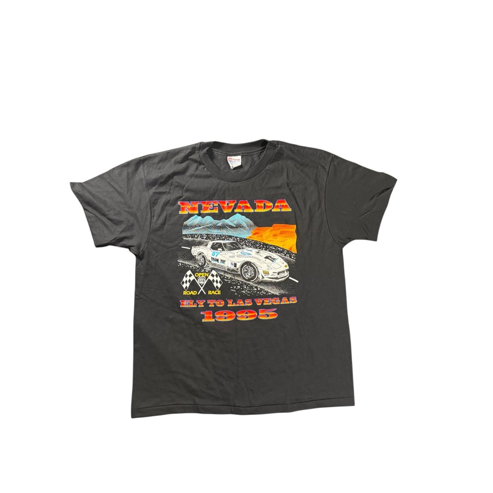 Vintage 1995 Nevada Ely to Las Vegas Road Race T Shirt Hanes Black Mens Large